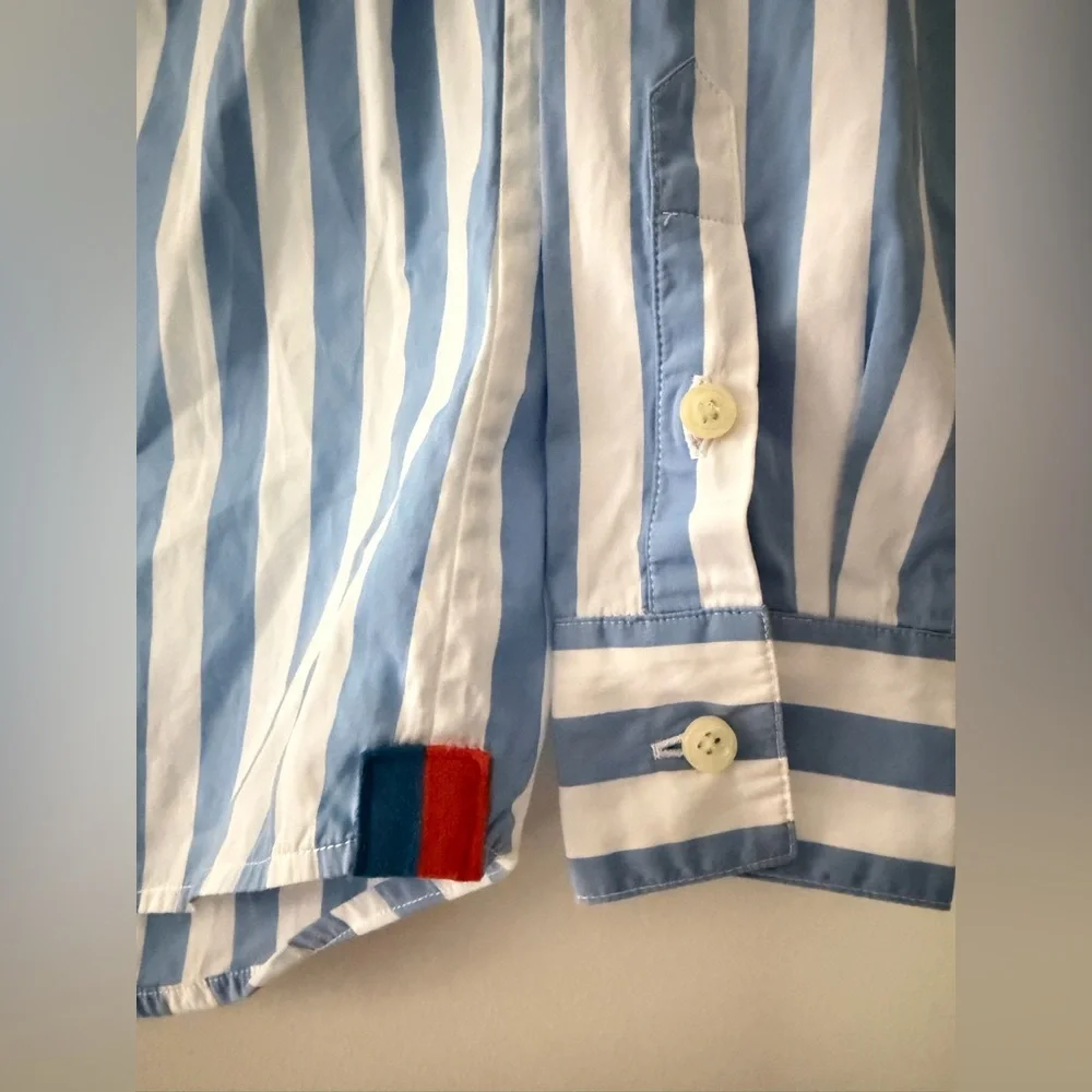KULE The Hutton Shirt White & Blue Striped Button Down Long Sleeve Cotton, XS - Picture 5 of 11